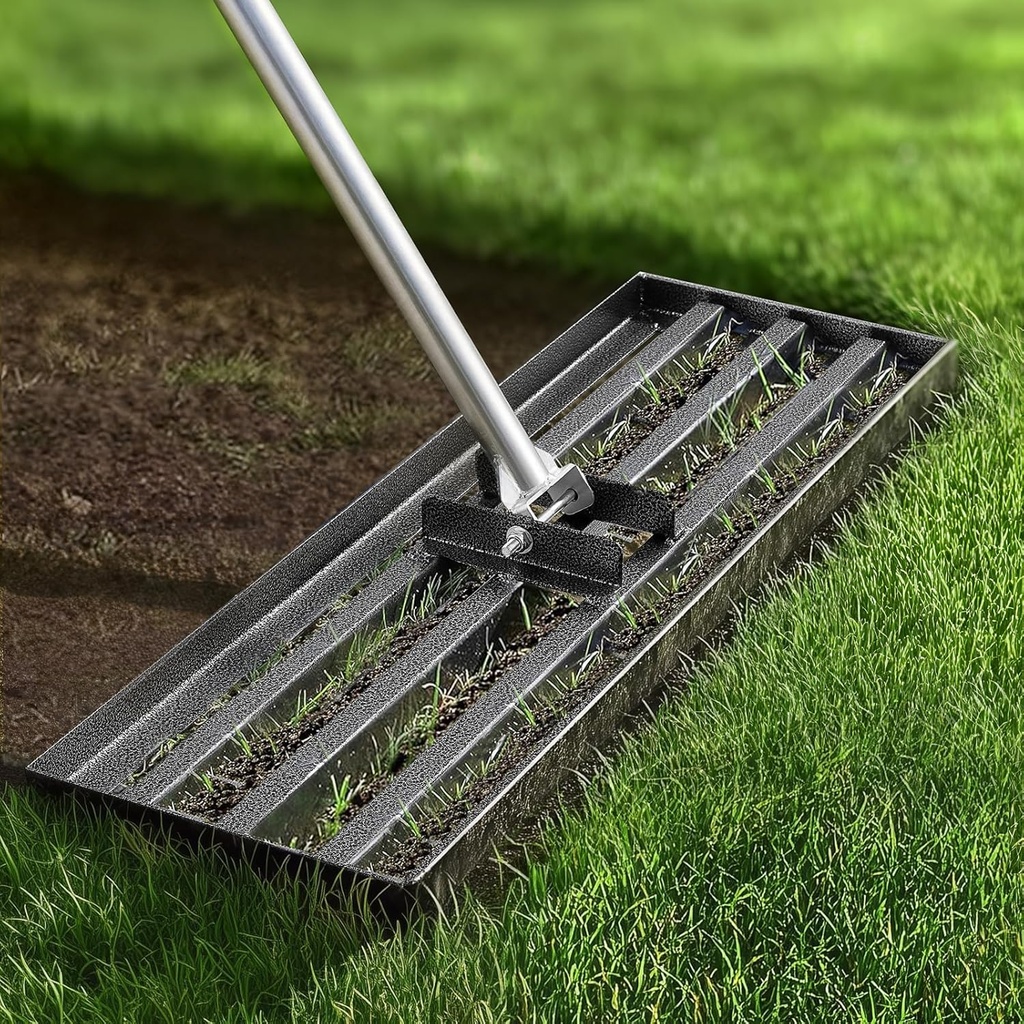 Lawn Leveling Rake Heavy Duty 30x10 Inch, Reinforced Welds, 73" Adjustable Leveler Tool with Stainless Steel Handle for Lawns, Backyard, Garden, Golf Course, Farm, Level Soil or Dirt Ground Surfaces