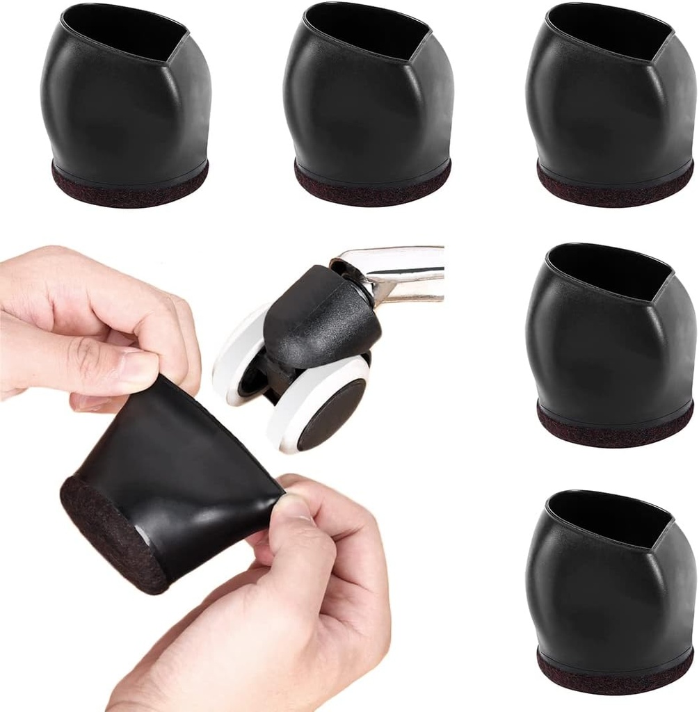 2 Inch Office Chair Wheel Stopper, Wheel Stoppers for Rolling Furniture Feet, Furniture Coasters Felt Caster Cups for Hardwood Floors Protectors, Bed Stoppers to Prevent Sliding, Anti-Scratch, 5 Pack