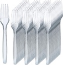 Prestee 300 Count Disposable Plastic Forks - Heavy Duty Silverware Bulk Set - Clear Plastic Utensils for Catering, Weddings, Parties, BBQ - Elegant and Sturdy Forks for Events and Buffets