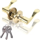 High-Security Stainless Steel Door Handle with Lock and Key, Door Lever for Bedroom, Bathroom and Rooms(Gold)