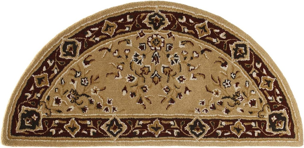Minuteman International Beige Oriental Wool Hearth Rug, Half Round