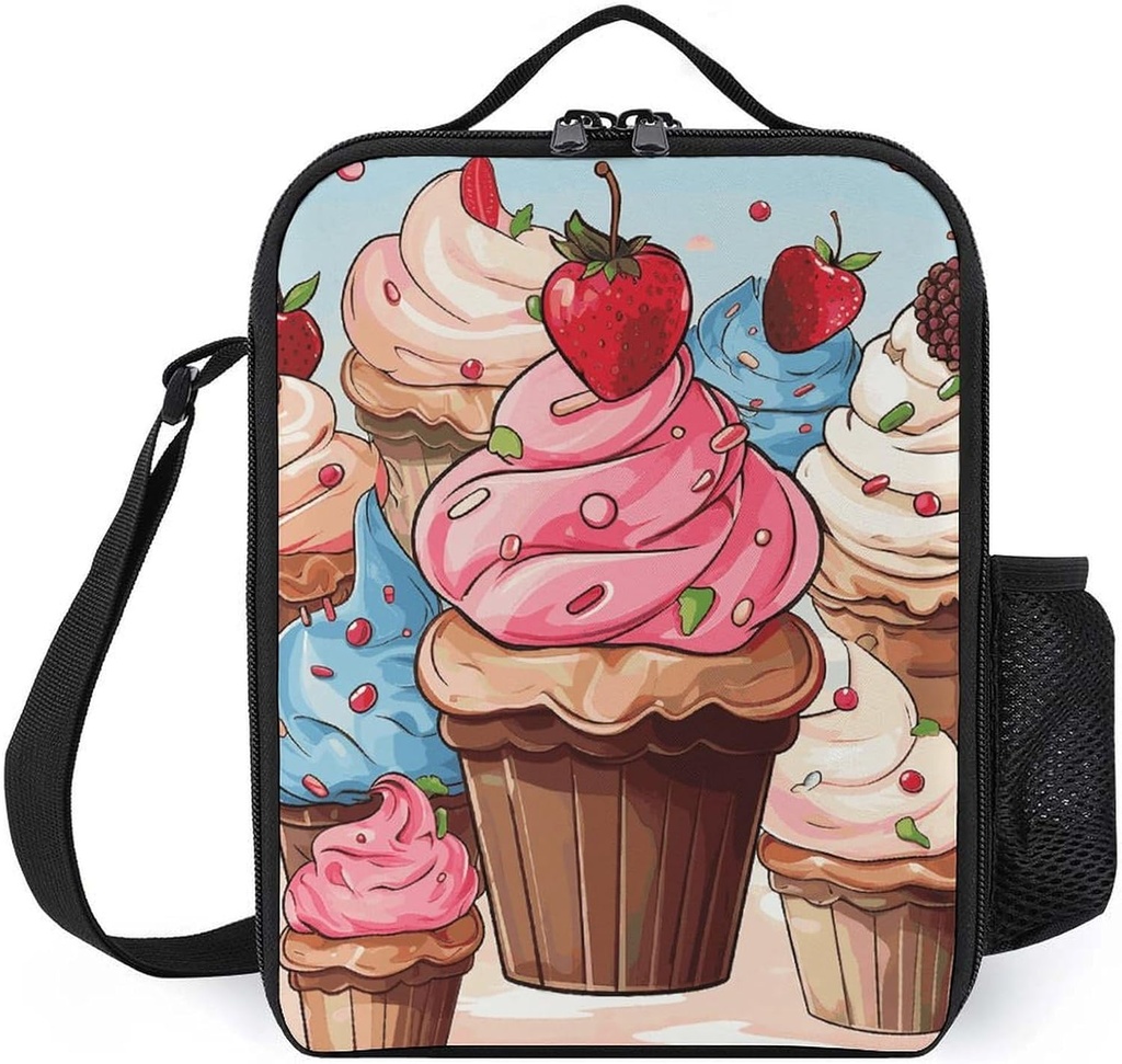 Cupcakes And Ice Cream Lunch Bag Insulated Thermal Food Carrier Insulated Casserole Carrier for Hot Or Cold Food,Insulated Tote Bag for Potluck Cookouts Parties Picnic