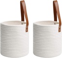 Zerodeko 2pcs Wall Hanging Cotton Storage Basket Decorative Woven Flower Planter for Home Organization for Kitchen and Wall Decor Rustic Style Neutral