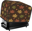 4 Slice Fall Toaster Cover,Thanksgving Maple Leaves On Wooden Small Kitchen Appliance Bread Machine Cover with Pockets,Dust & Fingerprint Protection