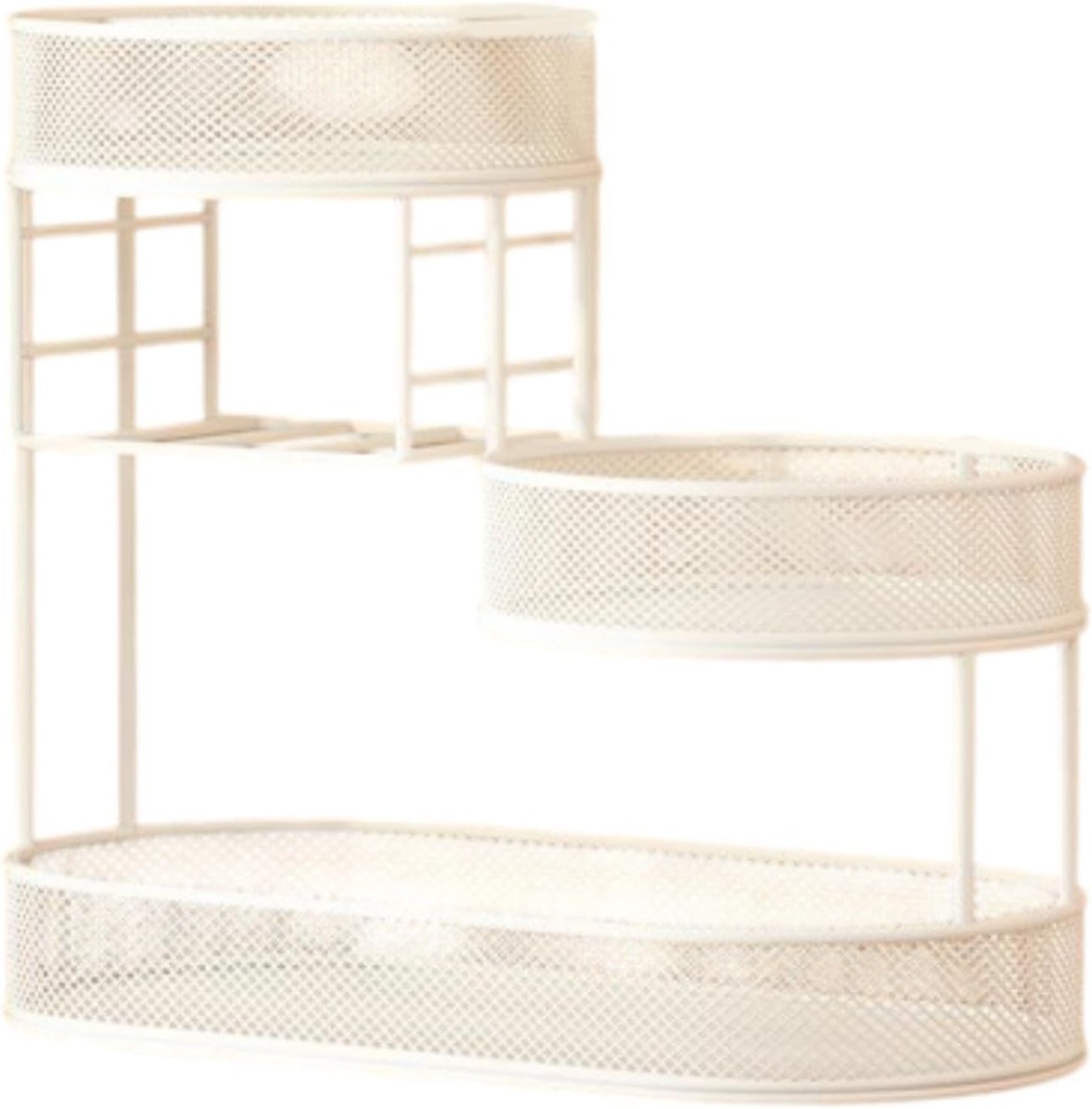 3 Tier Metal Wire Fruit Basket Kitchen Countertop Rack Fruit Bowl Holder for Bread Vegetable Pantry Storage Organizer 12.60x6.69x12.60inch- White