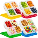10 Pack Reusable Plastic Snack Bento Boxes,4-Compartment Lunch Containers,Divided Food Storage Container with Lid for Travel,School,Work