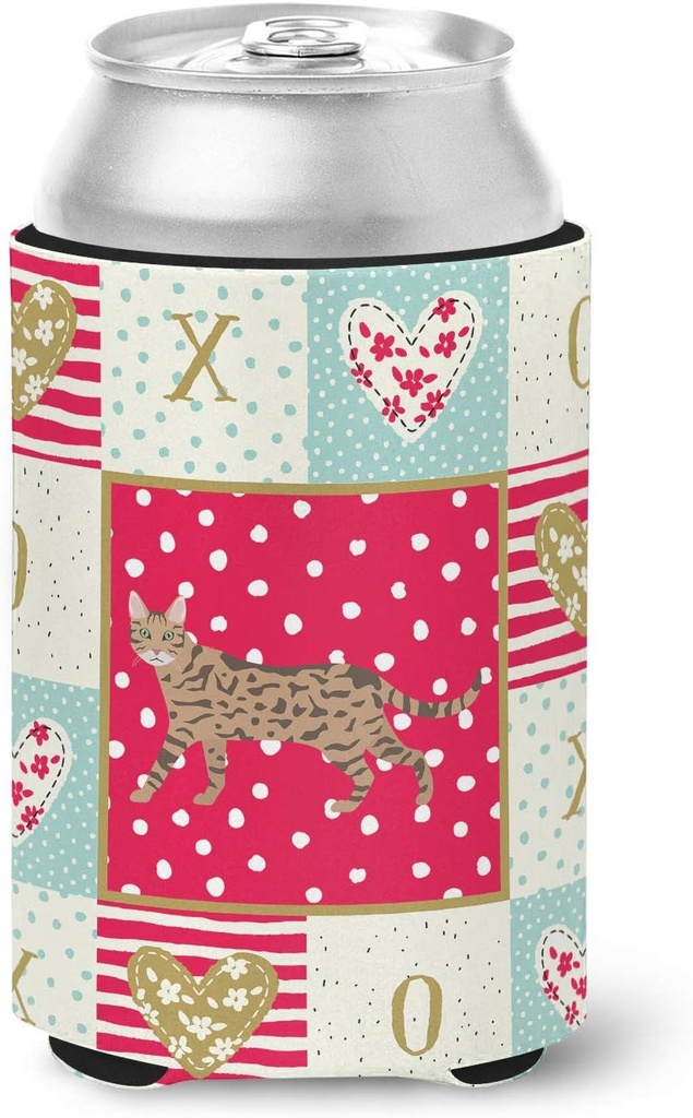 Caroline's Treasures CK5703CC Serengeti Cat Love Can or Bottle Hugger, Red Cooler Washable Drink Sleeve Collapsible Beverage Insulated Holder, Can Hugger, Multicolor