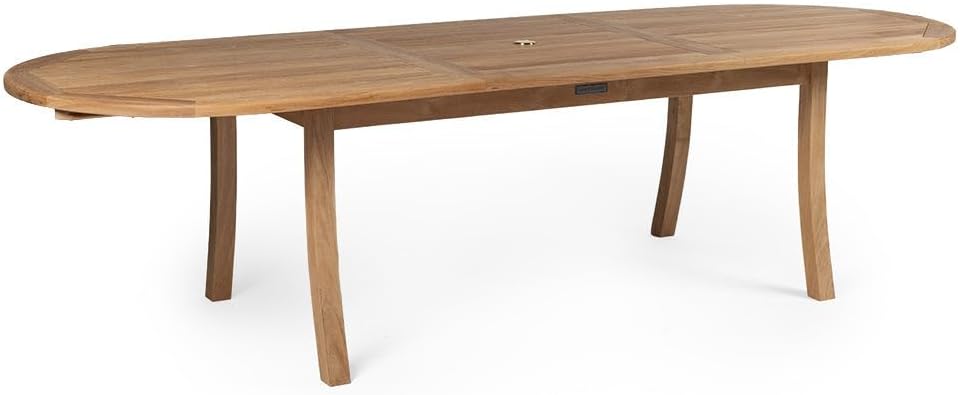 Ash & Ember Sage Grade A Teak Extended Oval Dining Table, 82.5"-115" Extended Length, Weather-Resistant Patio Dining Furniture, Seats 6 to 8 People Comfortably, for Indoor Outdoor Use
