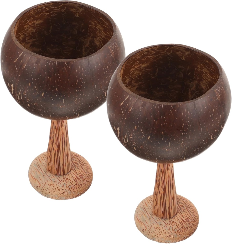 Amosfun 2pcs Coconut Shell Goblets Unique Party Wine Cups Stylish Novelty Cocktail Glasses for Tropical Celebrations Summer Parties