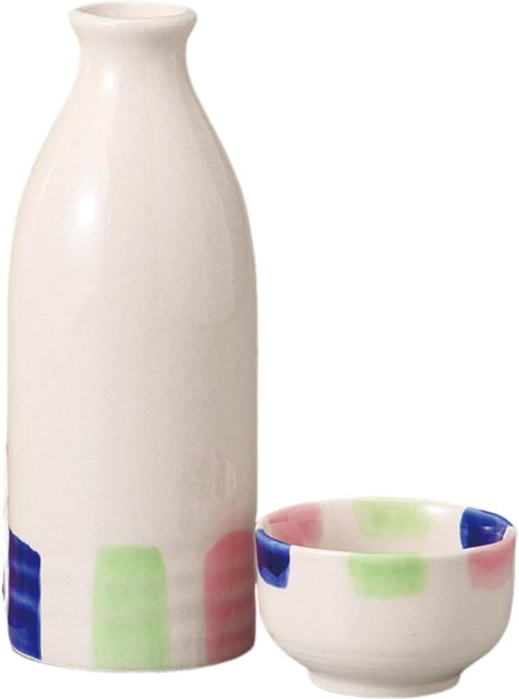 Ale-net Sake Set Tokkuri Ochoko Set H 6.7 inches (17 cm), Approx. 11.8 fl oz (350 cc), 2 Tokuri & Guinomi (2 Pieces) Set, Pottery, Mino Ware