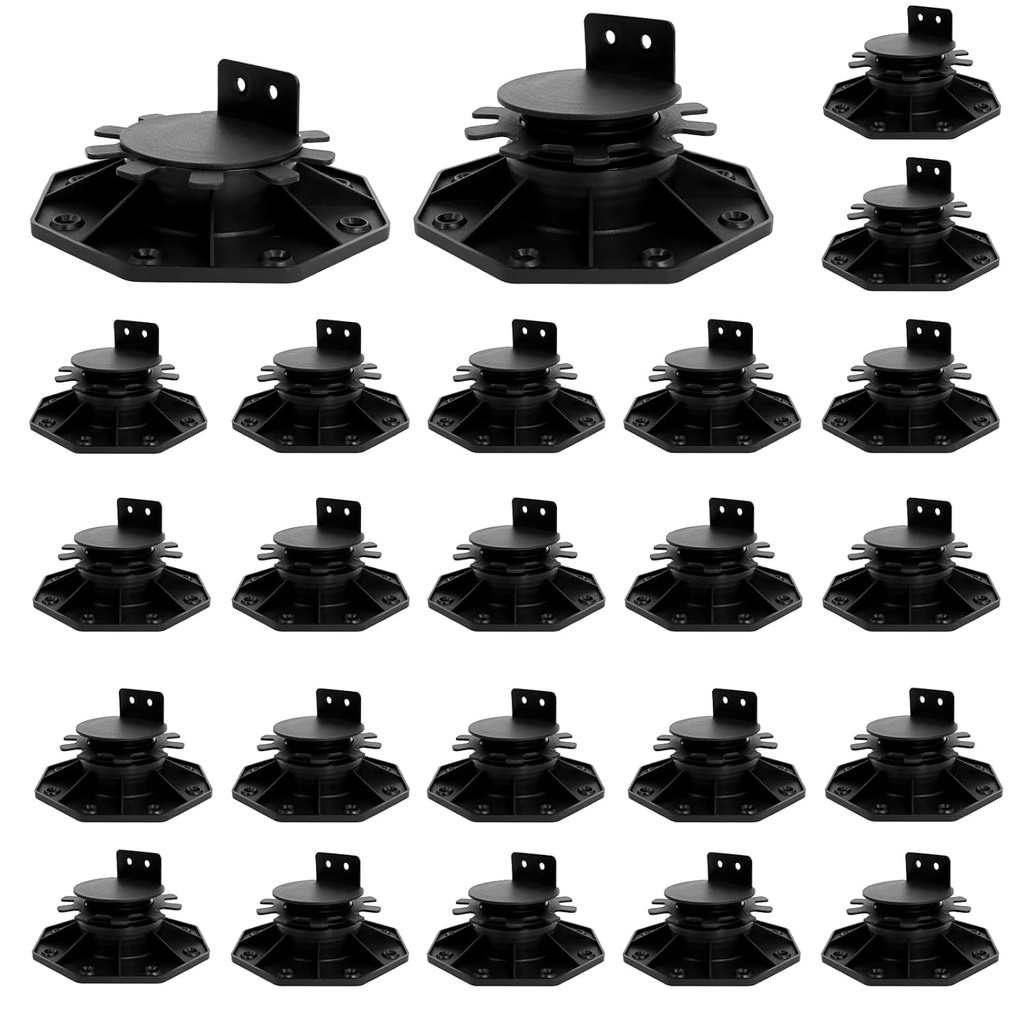 24Pack Adjustable Deck Support Pedestal Paver, Deck Blocks Deck Foundation Base Support Height Adjustment Raising from 1-3/16" to 2-3/8" by MCCKLE