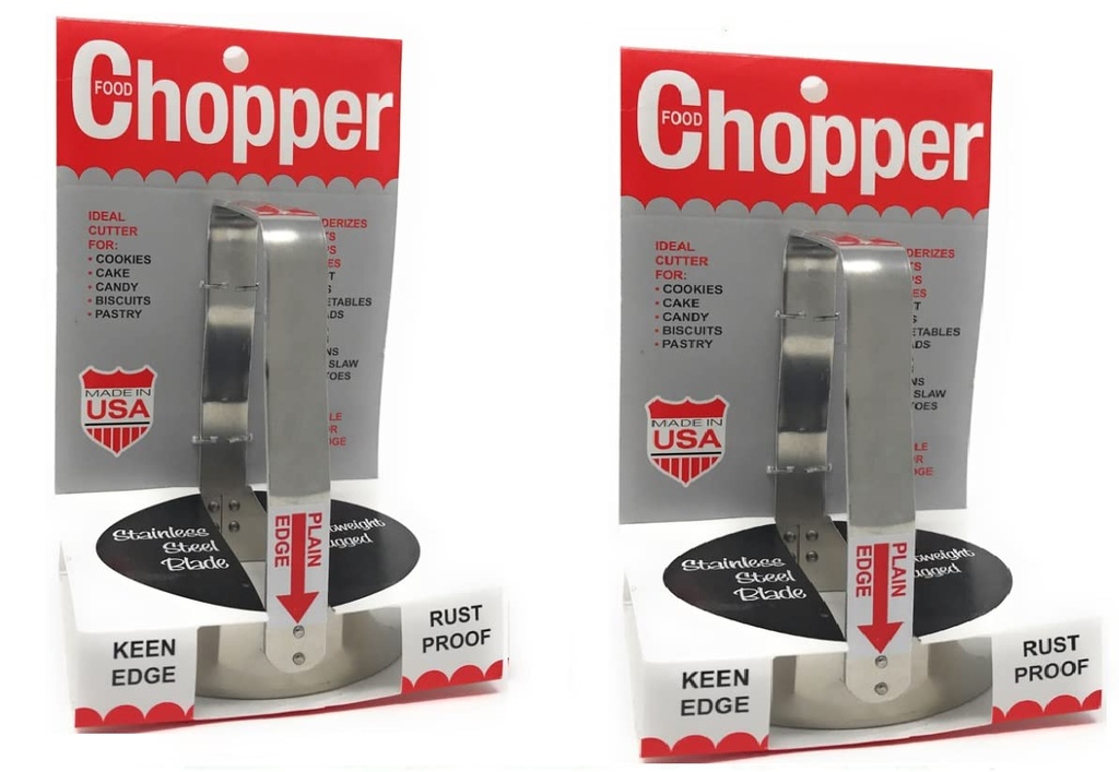 2 Set Kwik-kut Kwik Kut Plain Edge Manual Food Chopper, Stainless Steel Blade, 2.875-Inch Diameter x 3-Inches Tall, Made in The USA, A, Silver