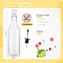 Dandat 20 Pcs 32 oz Plastic Long Neck Bottles with Pourer and Caps Plastic Juice Pour Bottles with Stainless Steel Pourer Tapered Spout for Liquor Juice Store (Sliver)