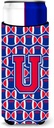 Letter U Football Crimson and Yale Blue Ultra Beverage Insulators for slim cans