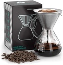 Coffee Gator Pour Over Coffee Maker - 27oz High Heat Borosilicate Glass with Reusable Stainless Steel Filter, Drip Coffee Brewer Dripper Set Carafe, 800ml Clear