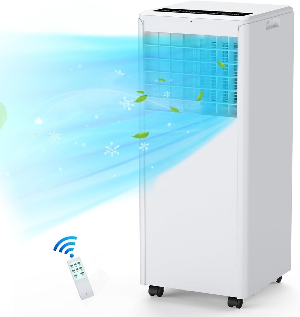 Efficient Cooling with Portable Air Conditioner - Remote Control, Dehumidifier, 2 Fan Speeds, Timer, and Casters Air Conditioner Portable 8,000 BTU
