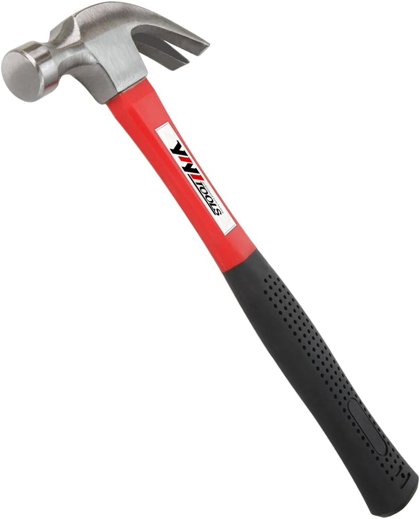 YIYITOOLS Claw Hammer With fiberglass Handle – 16-oz, Red and Black (YY-1-003)