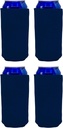 Blank Foam Collapsible 16 oz. Can Coolie - Made in USA - (Navy Blue, 4 Pack)