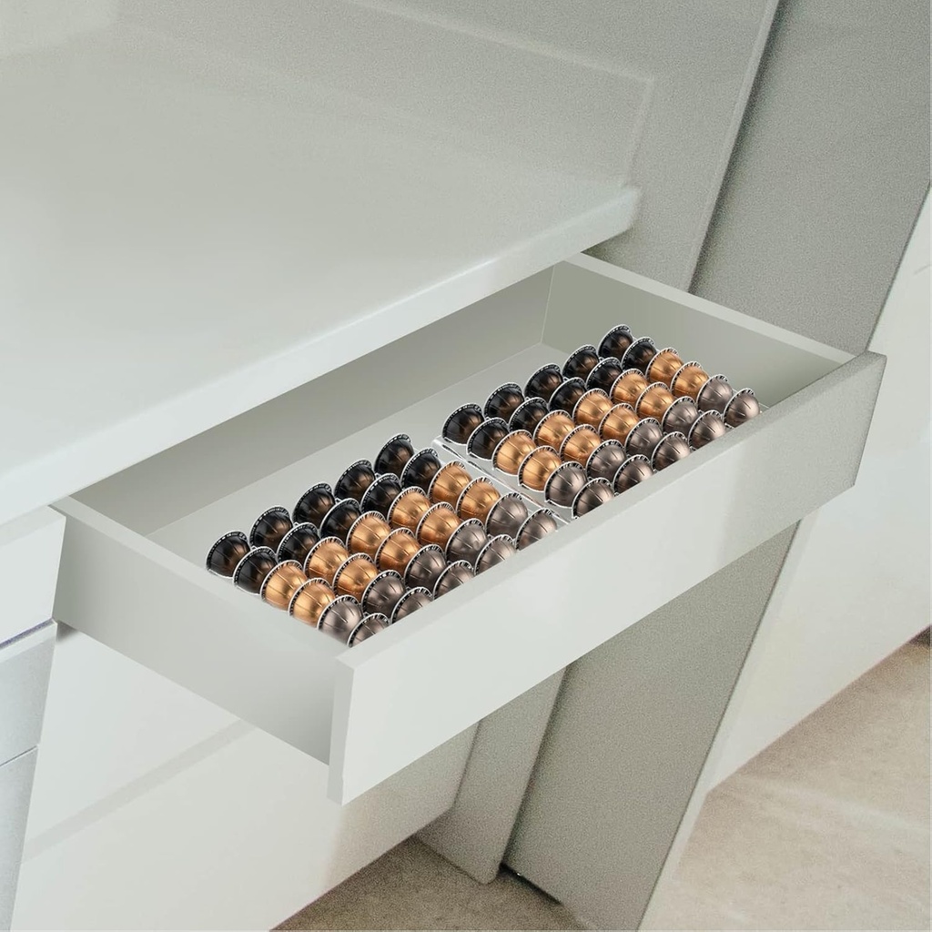 Rolling Coffee Pod Drawer,Coffee Pot Storage Capsule Holder Under Drawer Storage Tray Coffee Capsule Holder For 25 Capsules