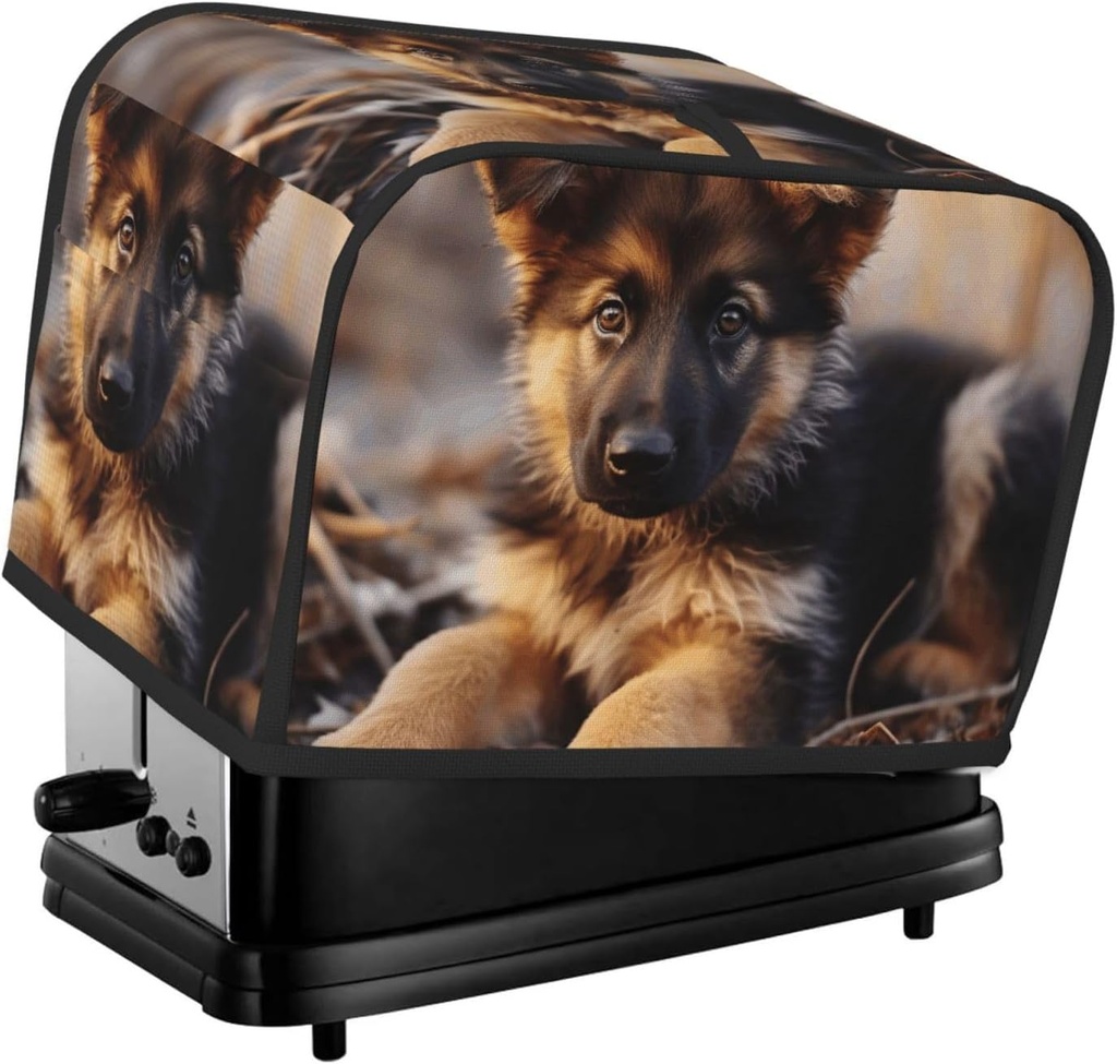 2 Slice Toaster Cover with Pocket Universal Size Toasters Dusts Covers German Shepherd Puppy Bread Machine Cover & Protection Bread Machine Protector Small Kitchen Appliance Covers