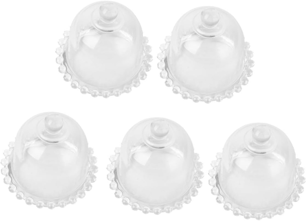 5pcs Glass Cake Dome Lid Only Cake Carrier Lid Display Stand Cover Elegant Fruit Shield for Food Modern Kitchen Accessory
