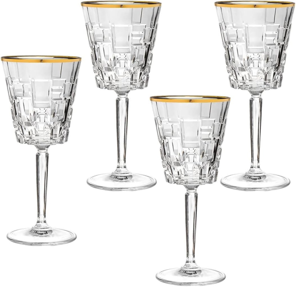 Godinger Wine Glasses, Goblet Glass,Beverage Glasses, Drinking Glass, Barware & Glassware Gold Rim Milana Collection