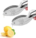 2Pcs Stainless Steel Fish Shape Manual Lemon Squeezer, Ergonomic Citrus Juicer for Orange, Lime, Pomegranate