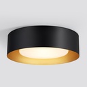 Vikaey Modern Mid Century Flush Mount Ceiling Light, 2-Light Minimalist Round Light Fixture, Black and Gold Drum Ceiling Lamp with Glass Lampshade for Bedroom, Hallway, Kitchen, 12.5in