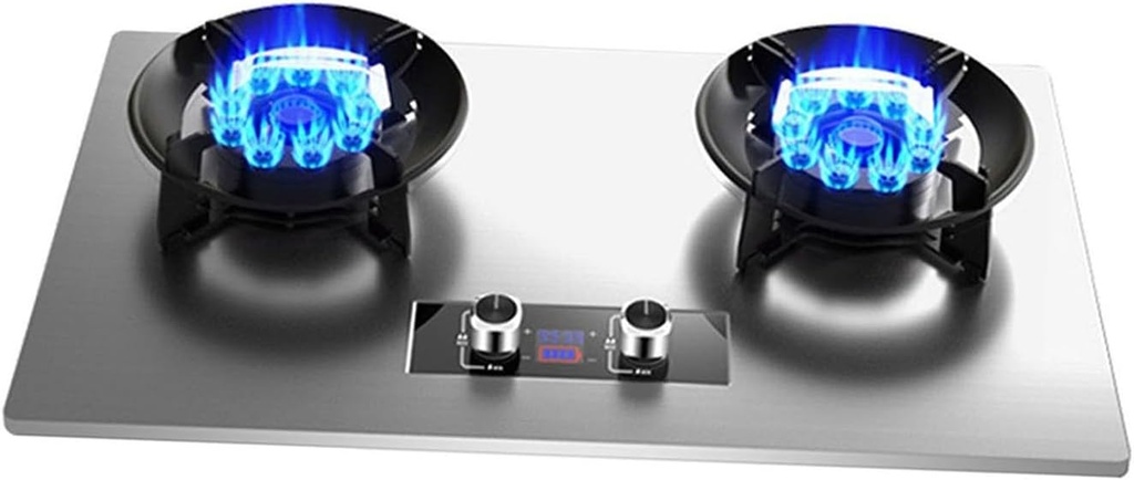 Countertop/Built-in Gas Cooktop,17742 BTU Two Burner Stainless Steel Gas Stove,Easy to Clean,Suitable fFor Home Commercial(LPG)(NG) (Size : NG), 18648