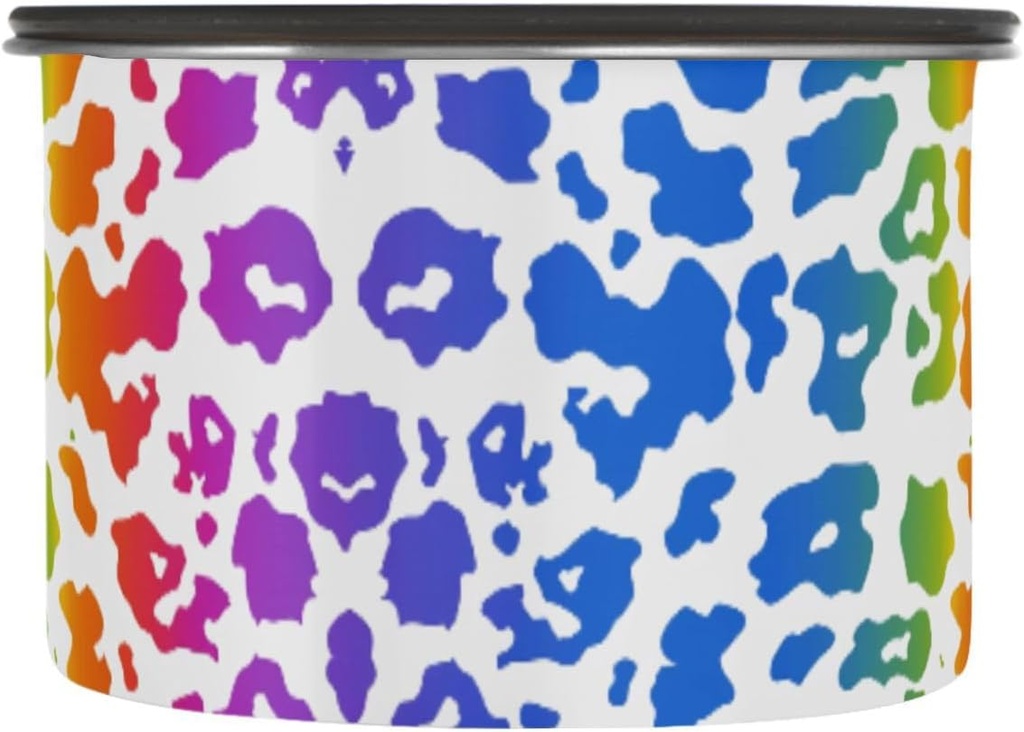 ALAZA Leopard Print Rainbow Cheetah Airtight Coffee Bean Canister 17oz Food Storage Containers with Lids For Gournd, Tea, Sugar, Flour, Rice, Cereal, Candy Cookie Jar