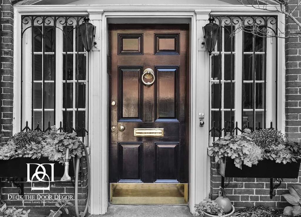 Deck the Door Decor | Door Kick Plate - Anodized Aluminum – Screw Mount – Satin Black, Satin Nickel, Shiny Brass & Oil Rubbed Bronze Finish – Many Sizes (8x34", Shiny Brass)