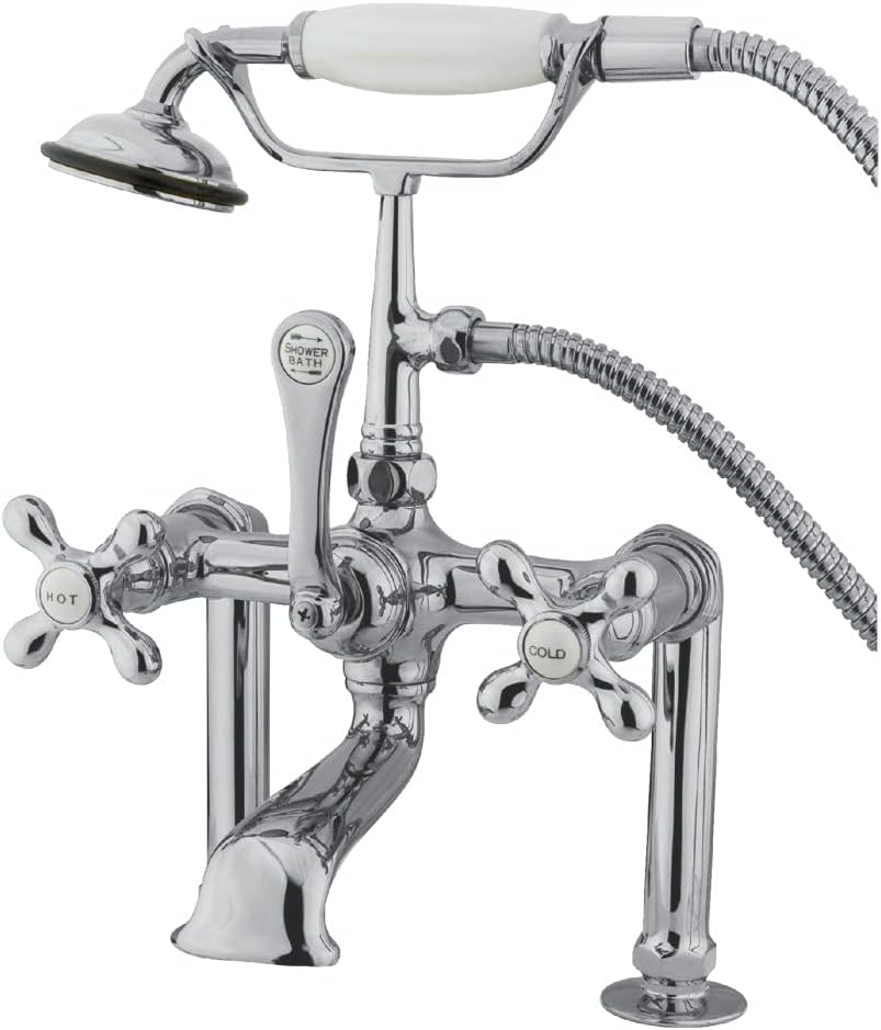 Kingston Brass CC110T1 Vintage 7-Inch Deck Mount Clawfoot Tub Faucet with Hand Shower, Polished Chrome