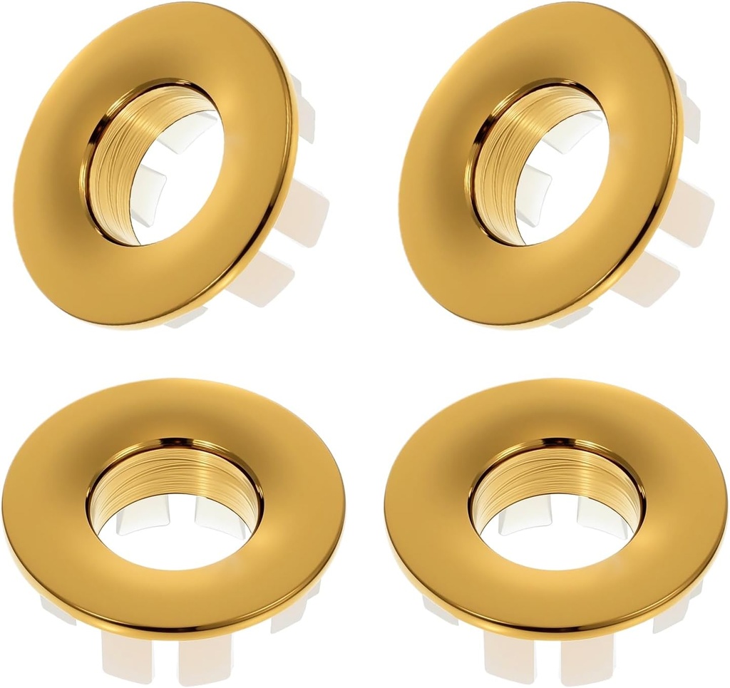 4 Pcs Sink Overflow Ring, Sink Overflow Drain Cover Bathroom Sinks Drain Ring Insert in Hole Round Caps,Bathroom Accessary for Kitchen Bathrooms (Gold,5.1 * 1.1 Inches)