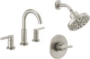 Delta Faucet Nicoli 14 Series Single-Handle Shower Faucet with 5-Setting H2Okinetic Shower Head, Nicoli Widespread Bathroom Sink Faucet 3-Hole, Stainless (Shower Valve Included)