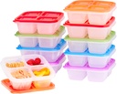 Bentgo Easyboxes 4-Compartment Snack Containers - 20-Piece Set with 10 Trays & 10 Custom-Fit Lids to Seal in Freshness - Reusable Food Storage & Meal Prep Bento BPA-Free Containers (Classic)