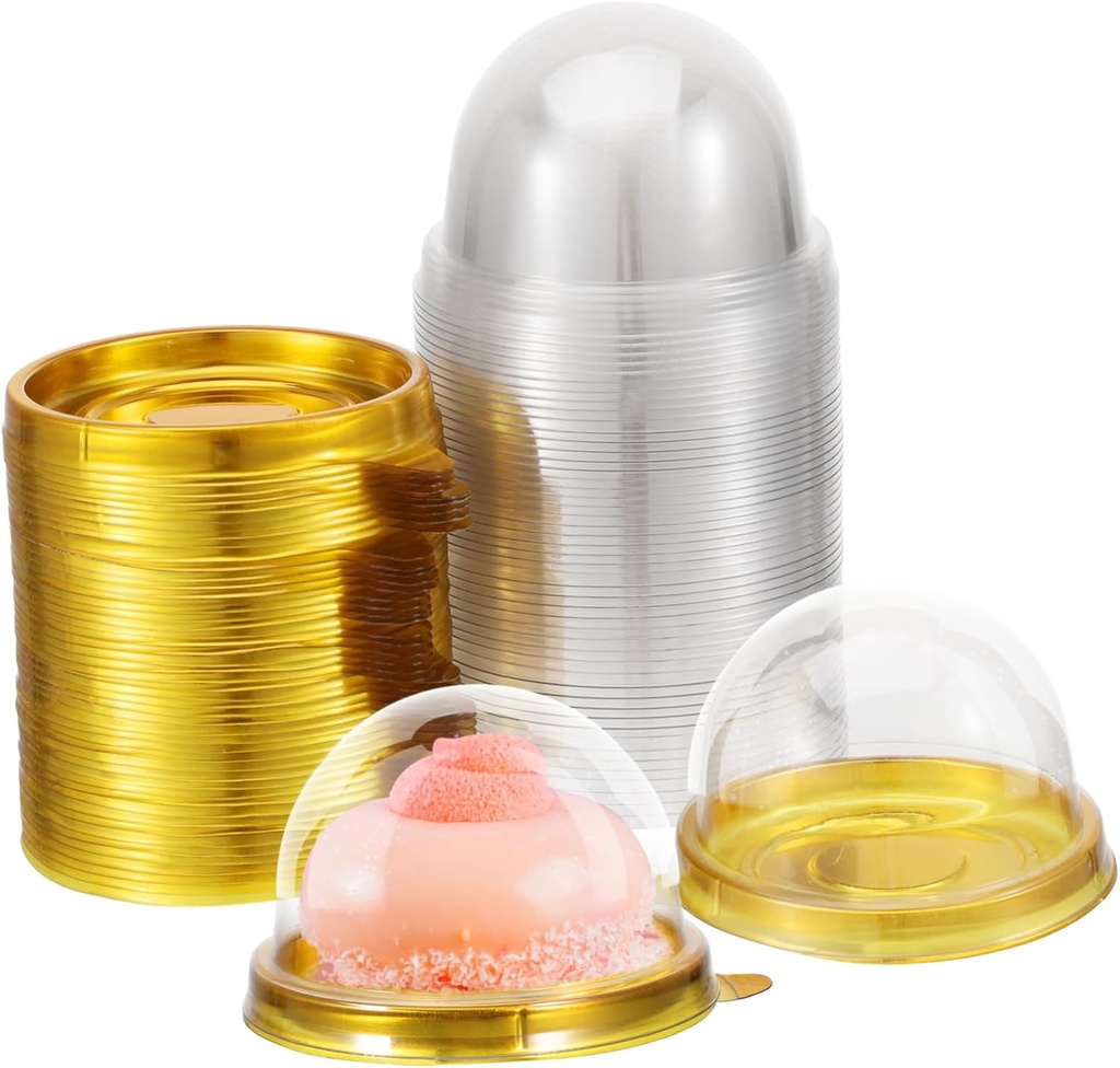 100pcs Round Egg Yolk Crisp Blister Box Container Transparent Dome Cake Packaging Food-grade Pet for Cupcakes Pastries and Desserts Eco-friendly Design