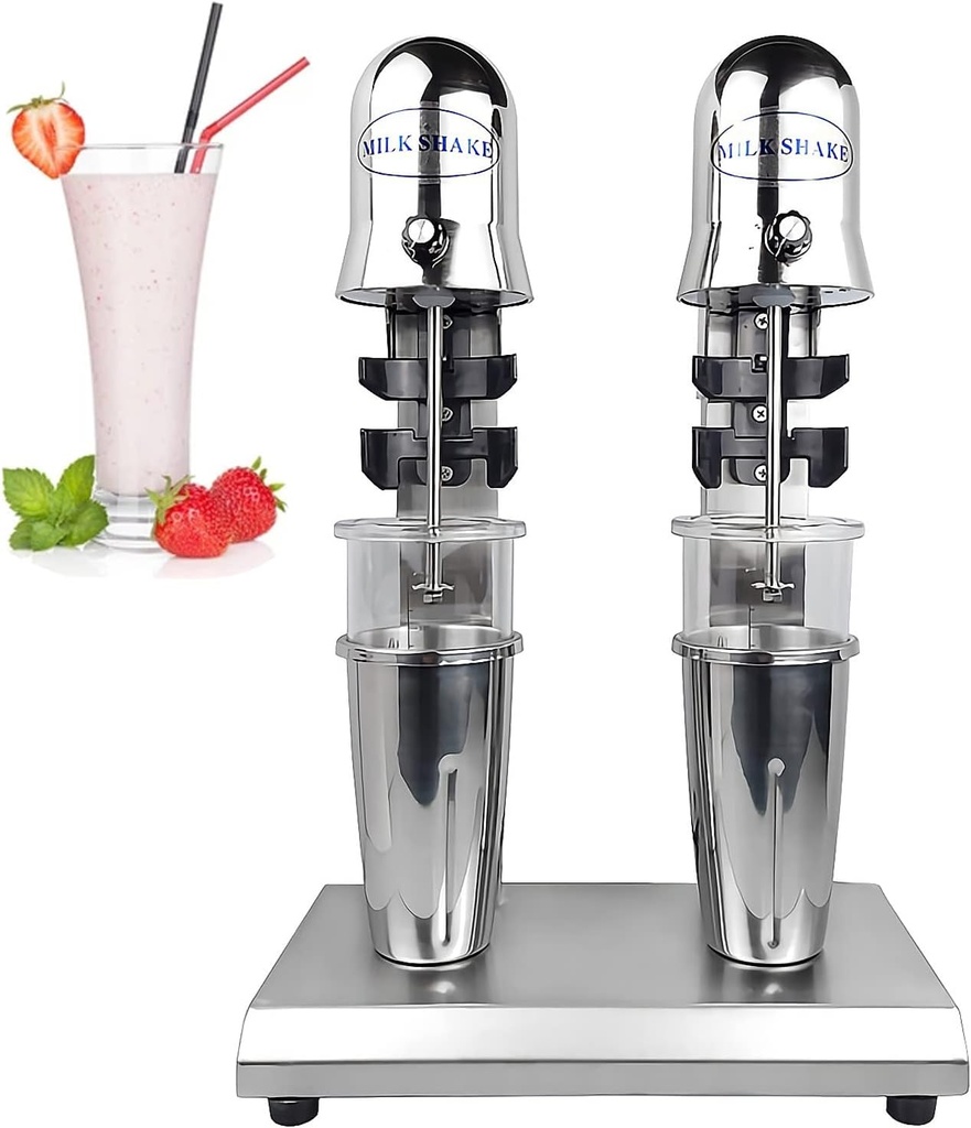 TECHTONGDA Electric Milkshake Maker 110V Drink Mixer Shake Machine Double Head Ice Cream Maker Blender with 2 Speed Adjustable and 4 Cups for Commercial and Home