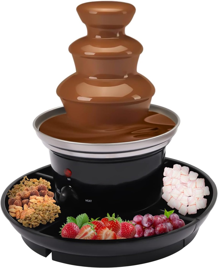 Chocolate Fountain,3 Tier Chocolate Fountain Machine Stainless Steel Electric Rotating Melting Machine Commercial Chocolate Waterfall Heated Melting Machine with Forks (3 Tier with 6 forks)