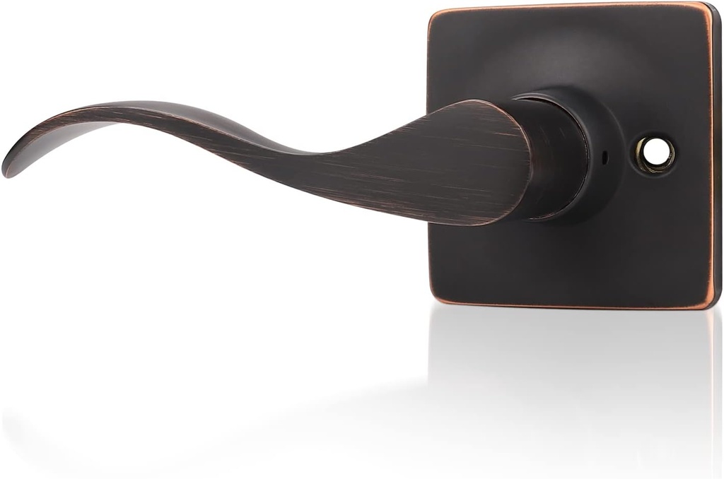Mengico 2 Pack Door Handles Interior,Oil Rubbed Bronze Door Lever Handle,Door Lever Lock Left Handled Dummy Levers，Dummy Door Handles