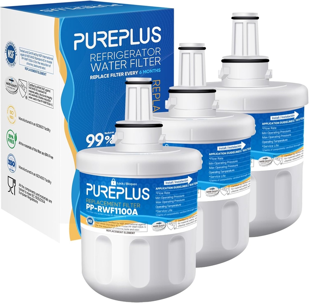 PUREPLUS Refrigerator Water Filter Replacement for DA29-00003G, DA29-00003B, DA29-00003F, DA29-00003A, Aqua-Pure Plus,HAFCU1, HDX FMS-1, RSG257AARS, RFG237AARS,RFG297AARS,RS22HDHPNSR,RWF1100A,3Pack
