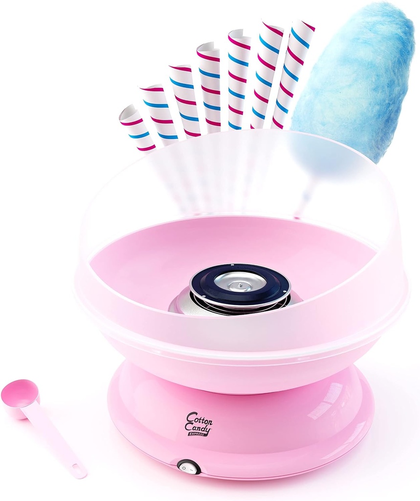 Cotton Candy Express CC1000-S Cotton Candy Machine, Pink. Easy to Use and Clean. A Great Value, Nostalgia and Fun for Kids and Adults. Comes with Instruction Manual and Tip Card