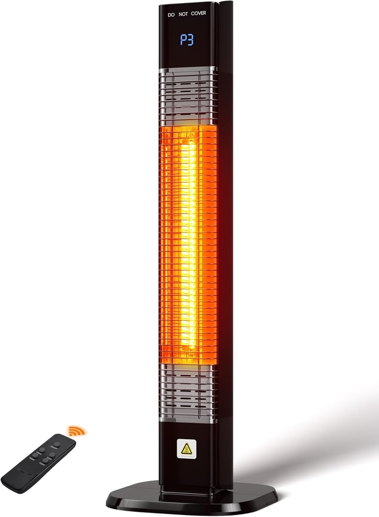 MEPTY Outdoor Heaters for Patio 1500W, Infrared Electric Heater with Remote&Touch Control, 24H Timer,3 Heat Settings, Quiet,Overheat&Tip-Over Protection for Porch,Deck,Backyard,Balcony