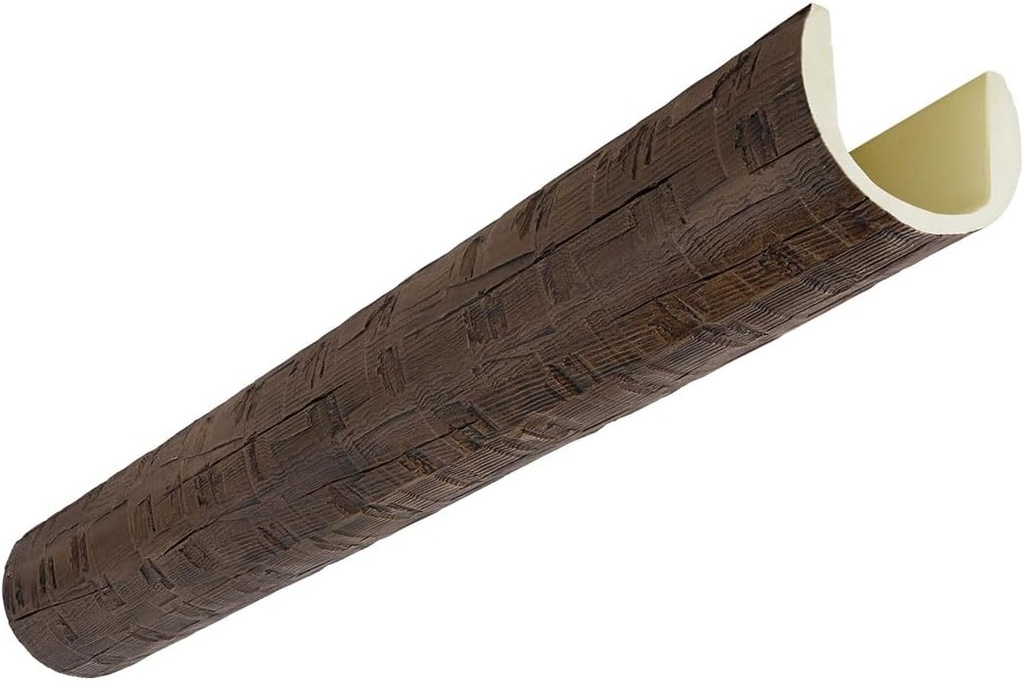 Heritage Timber Santa Fe Hand Hewn Faux Wood Log Beam, Round, 6"W x 4 1/2"H x 144"L, Kona Brown Finish