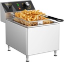 TANGME Commercial Deep Fryer 1750W Electric Countertop Fryer 12.7Qt Heavy Duty Large Stainless Steel Deep Fryers with Basket, Lid and High Legs for Restaurant, UL Certified