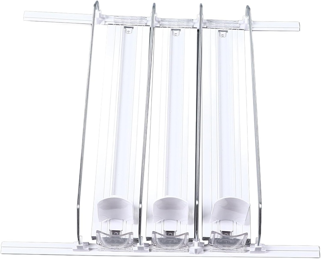 Soda Can Dispenser Organizer for Fridge Automatic Pusher 38cm E Shaped (White)