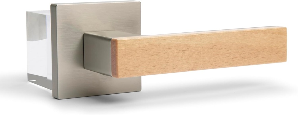 Summit Interior Door Lever, Heavy Duty Door Handle, Modern Locks, Dummy Handle for Double Door Closets & Decorative Interior Doors, Satin Nickel (Dummy - 2 Pack)