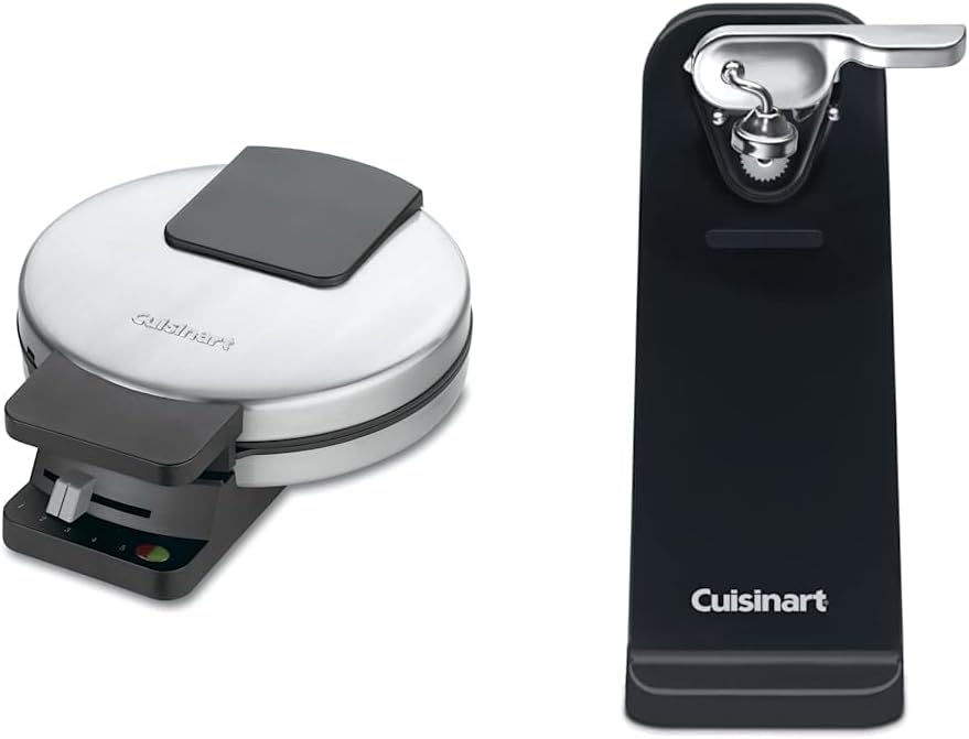 Cuisinart Classic Maker, Round Waffle, Silver & CCO-50BKN Deluxe Electric Can Opener, Black