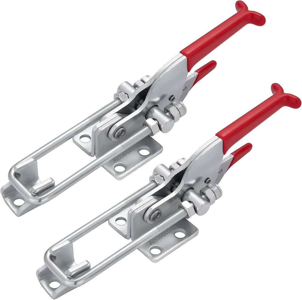 Accessbuy Heavy Duty Large Toggle Clamp Latch,2000Lbs Holding Capacity,Self-Lock U-Bolt Adjustable Latch for Tire Carrier,Industrial EquiIpment,Boxcar,Smoker Lid and More 7.87 Inch (2Pack)