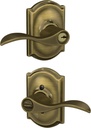 SCHLAGE Accent Lever with Camelot Trim Keyed Entry Lock in Antique Brass - F51A ACC 609 CAM