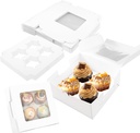 30 Pack Paper Cupcake Boxes 4 Count, White Cupcake boxes with Insert Window, Chocolate Covered Strawberries Boxes for Cookies Cupcakes Desserts (6 x 6 x 3 inch)